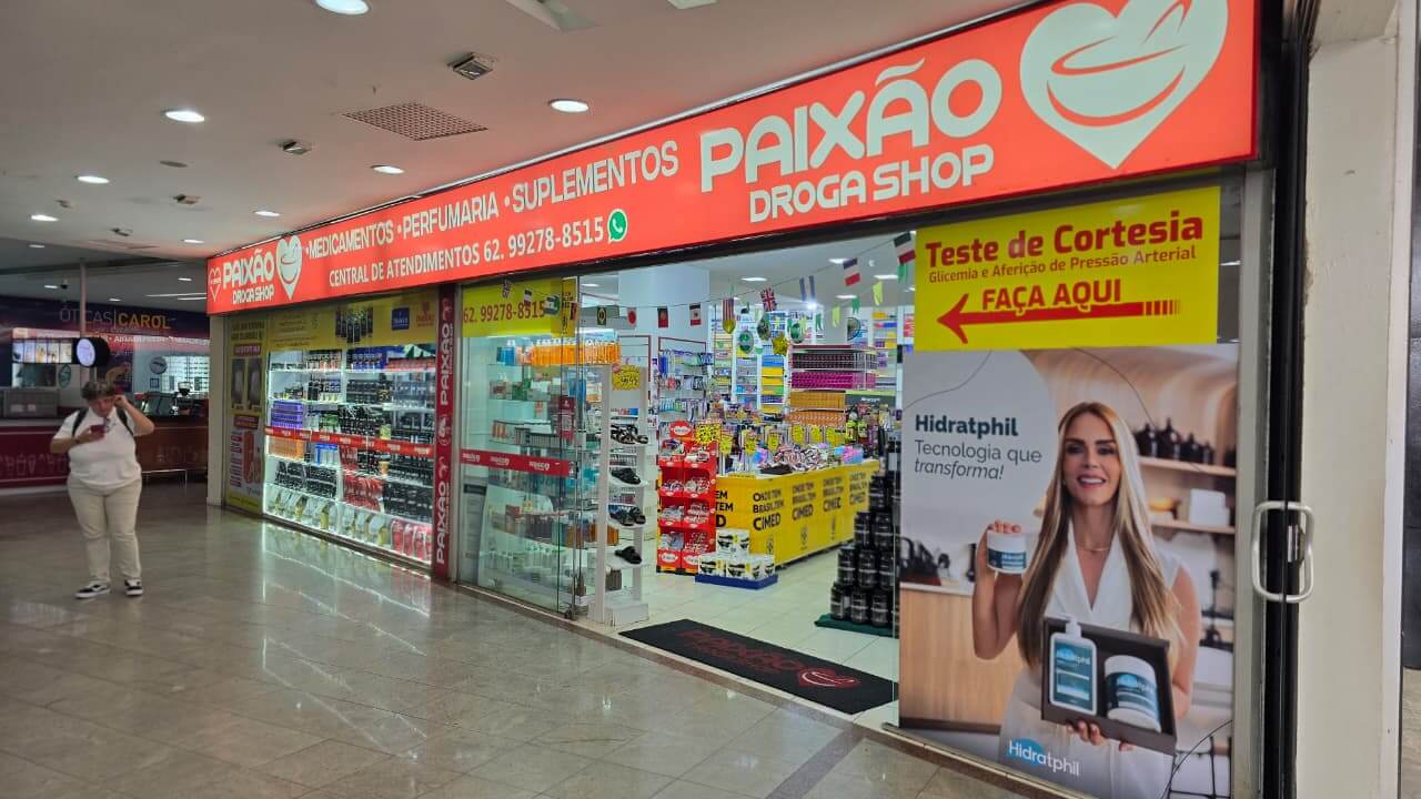 Fachada da Farmácia Paixão Drogashop