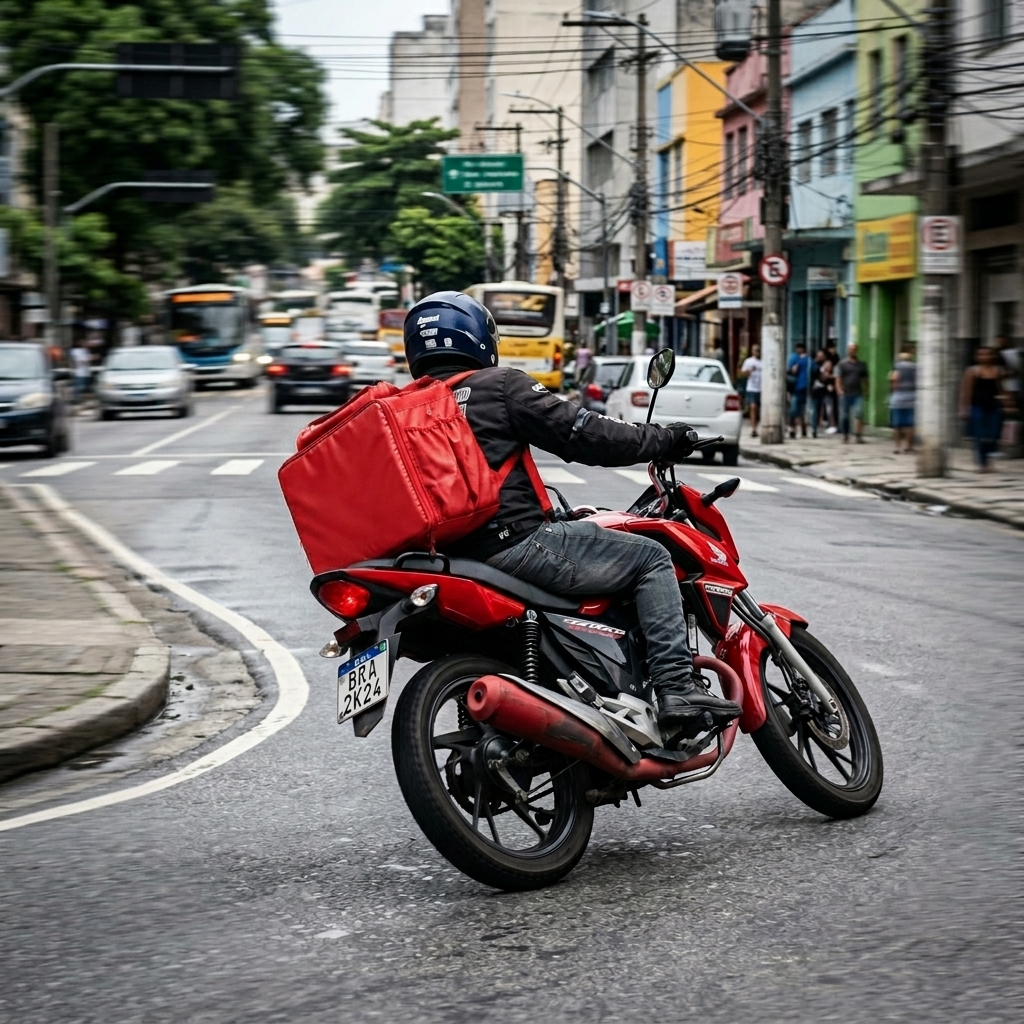 Motoboy realizando entrega rápida de medicamentos no Vila Santa Isabel